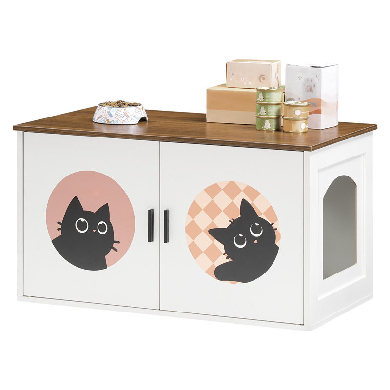 Enceinte de litière pour chat, Noyer
