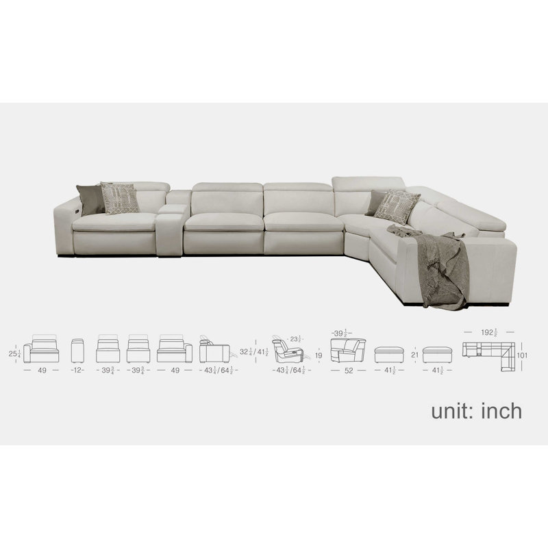 Canapé modulaire inclinable de 192 po Alpine Pasque