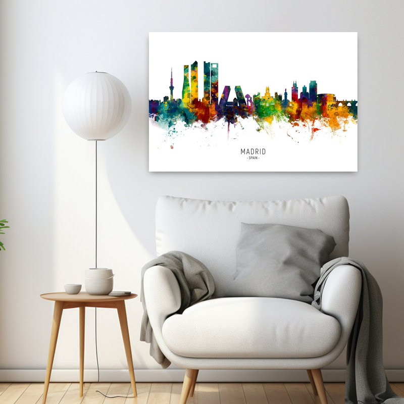 Vibrant Madrid Skyline by Michael Tompsett - Wrapped Canvas Print, 91.44 cm H x 60.96 cm W