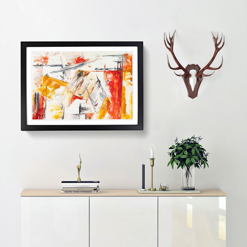 Abstract Art Painting Vol.461 by S.Johnson - Picture Frame Painting Print, 62cm H x 87cm W x 2cm D, Black Framed