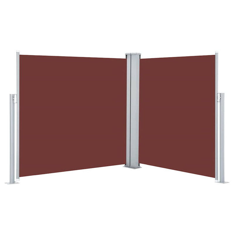 Paravent rétractable avec auvent pliant, H 47,2 po x l 236,22 po, Brun