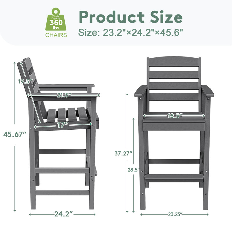 Tabouret de bar Adirondack en plastique Dalson, Gris