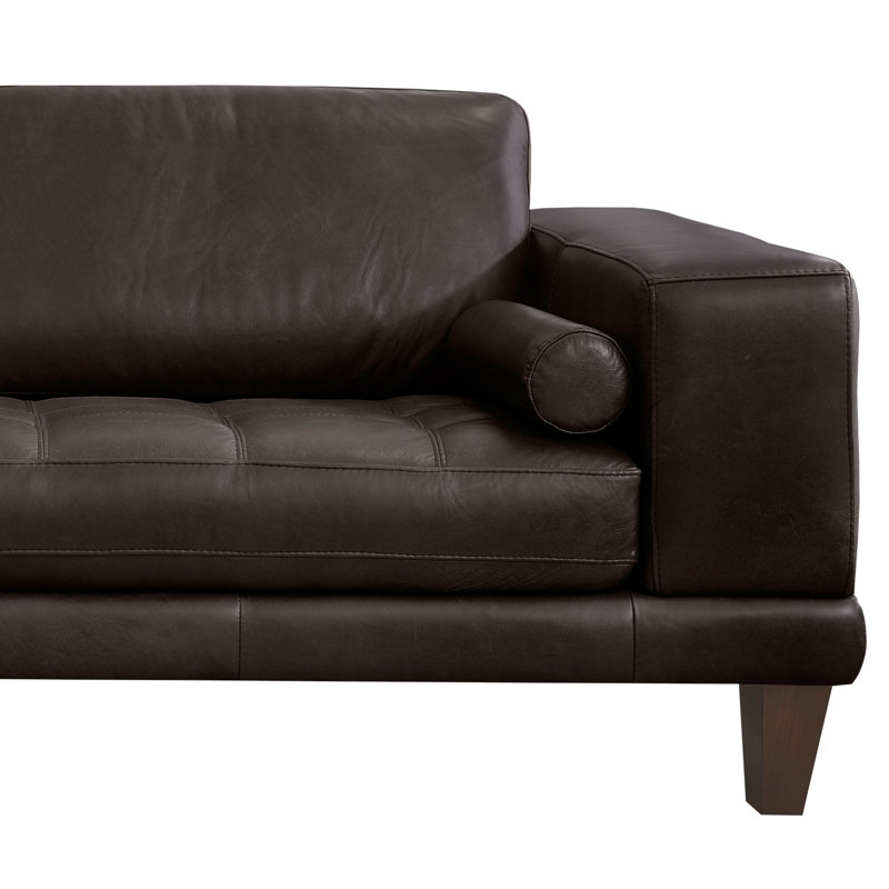 Randolph Upholstered 93.7'' Sofa, Espresso Genuine Leather