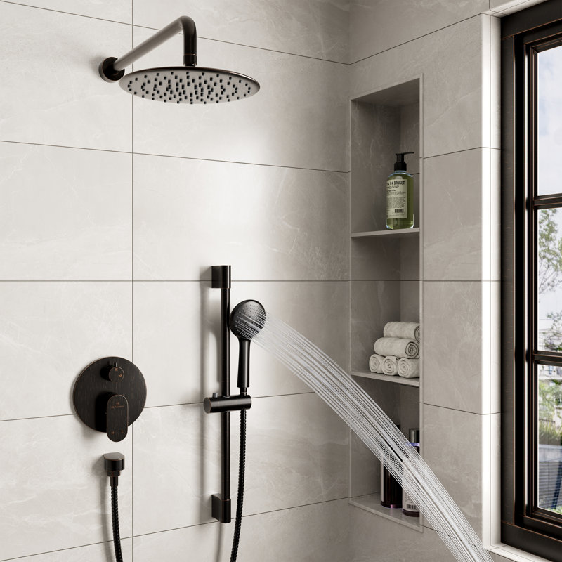 Calliope Wall Mounted 2-Function Retro Pressure-Balanced Shower System with 3 Setting Handheld, Oil-Rubbed Bronze