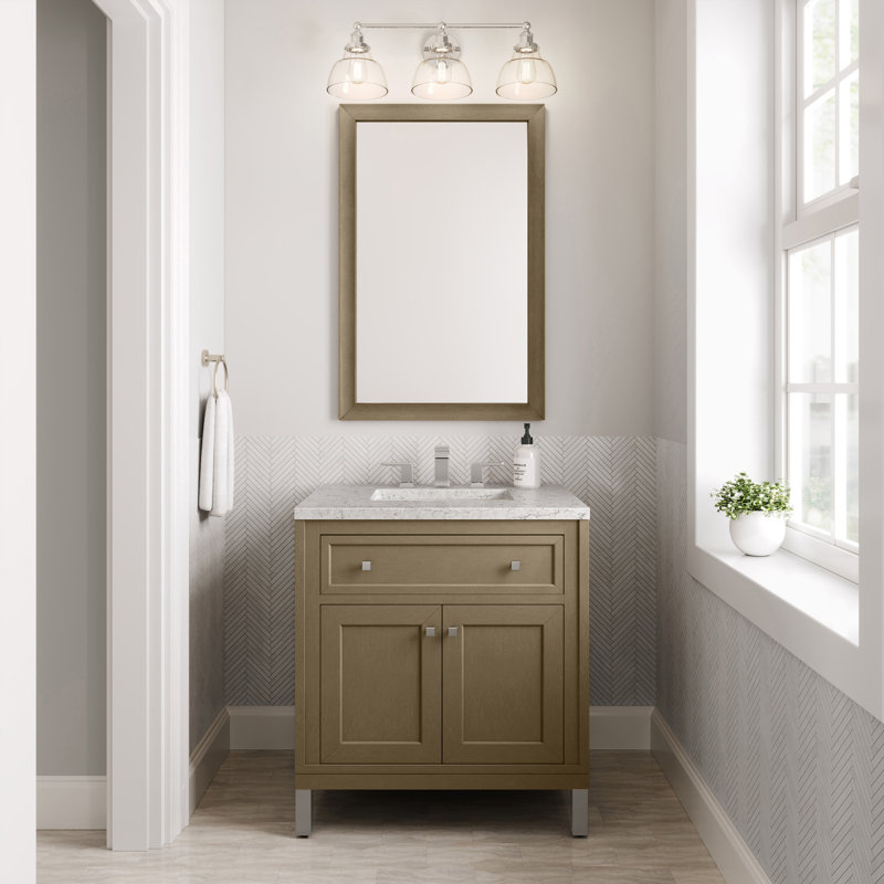 Chicago 30'' W Single Vanity, Walnut Whisper, Eternal Jasmine Pearl, 8" Widespread