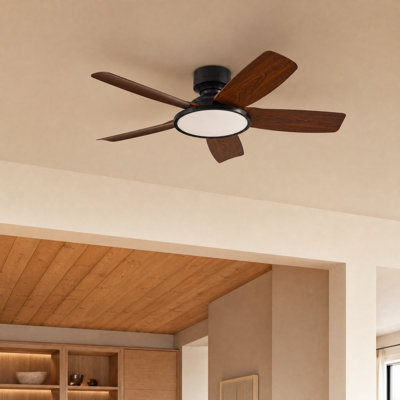 42" Easy-to-Install Modern Flush Mount Low Profile Small Room Ceiling Fan with LED Light and Remote