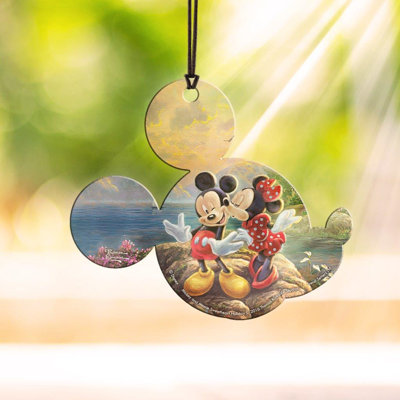 Décoration de Noël en forme d'acrylique de Noël suspendue par Thomas Kinkade, Disney Mickey and Minnie