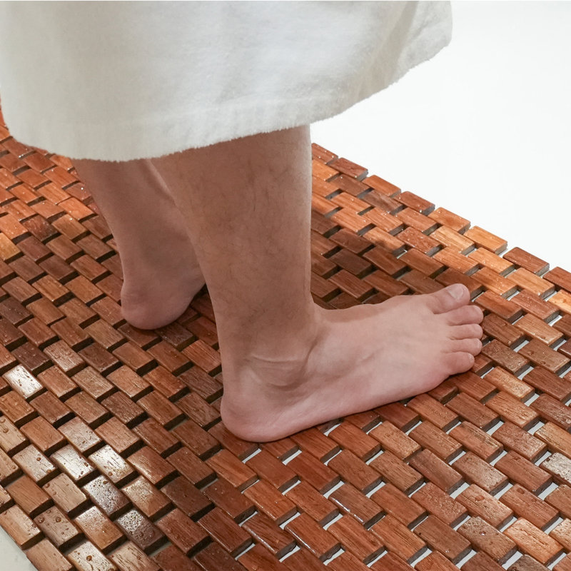 Tapis de douche antidérapant en bois de teck réversible Edinburgh, L 46,46 po x l 19,7 po