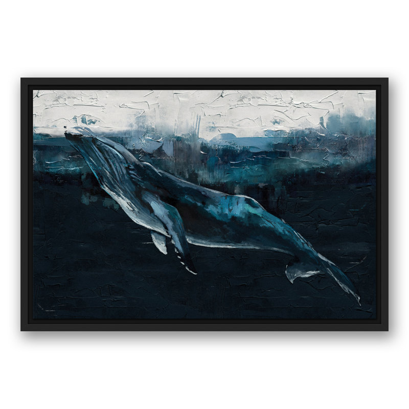 Impression d'une baleine profonde sur toile, H 17,75 po x l 25,75 po x P 1,75 po, Cadre flottant