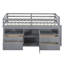 Twin Size Loft Bed With 4 Drawers, Underneath Cabinet And Shelves, Gray-428187003