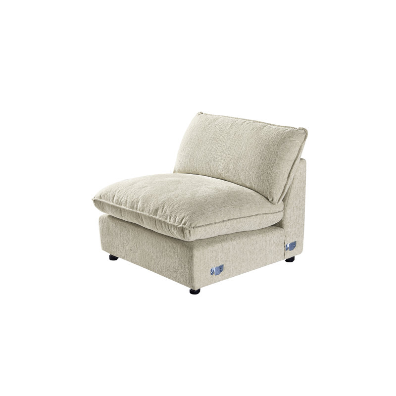 Fauteuil rembourré Fabirc, le siège du milieu pour canapé modulaire modulaire, Polyester sable