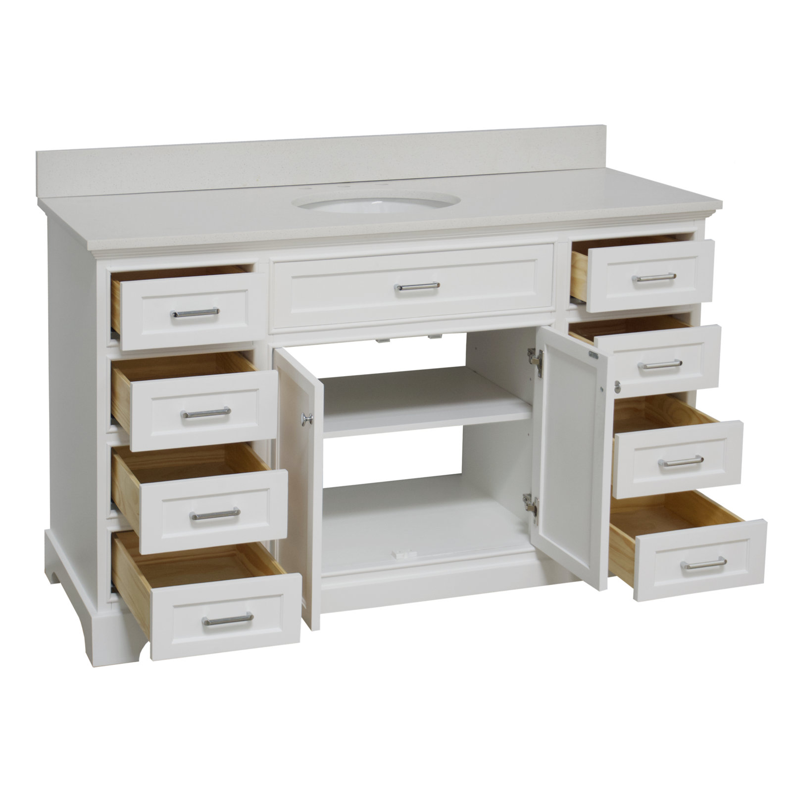 Ronnie 60'' Single Bathroom Vanity, White, Quartz