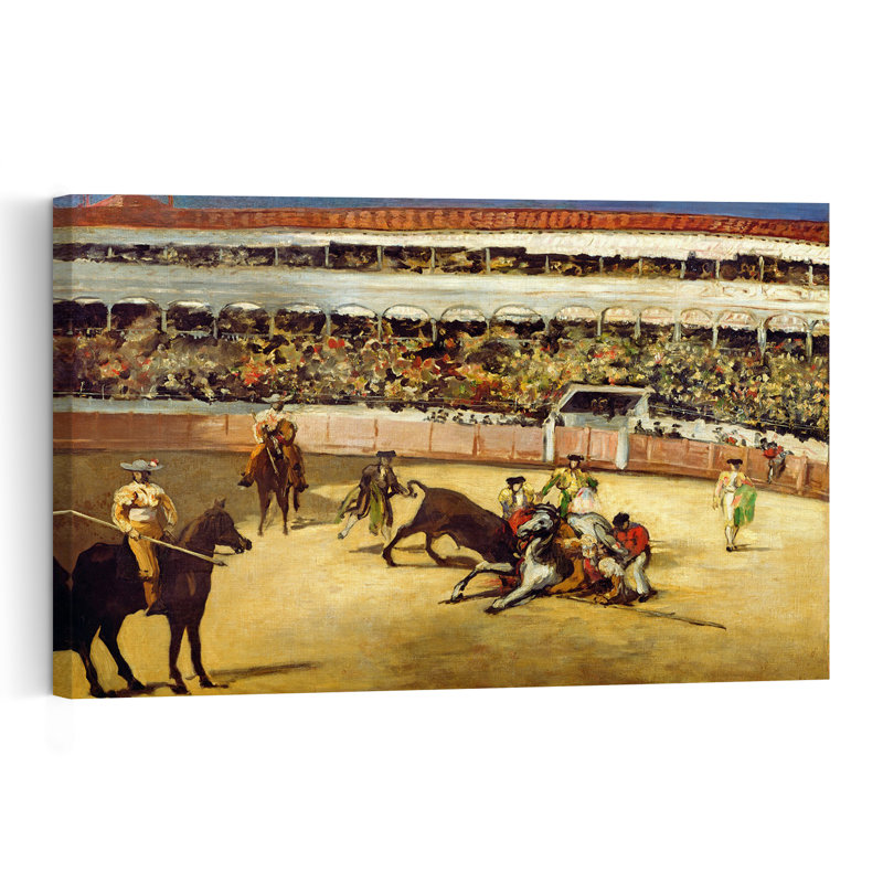 Combat de taureaux, 1865 - Affiche murale abstraite contemporaine représentant un taureau et un cheval, H 40 po x l 60 po