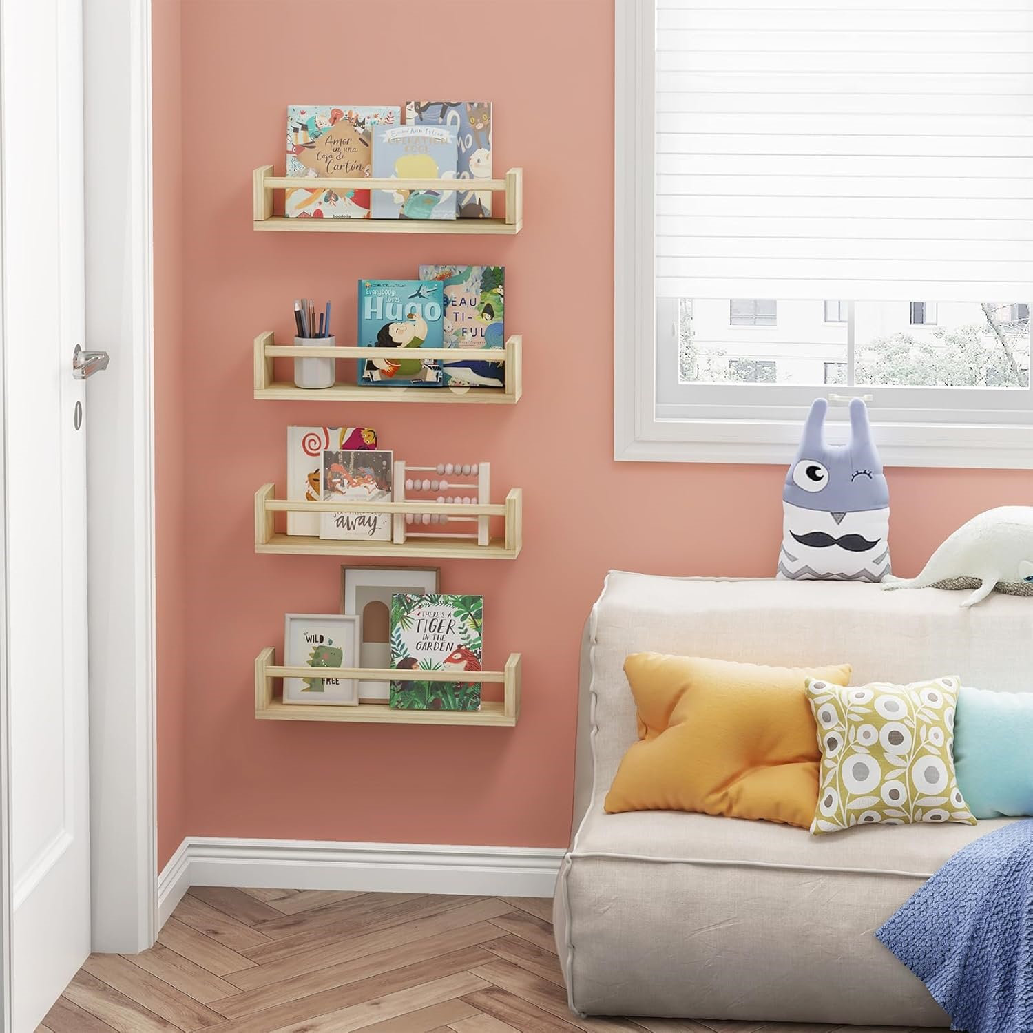 Ebern Designs Nursery Book Shelves, 16.5 Inch Floating Nursery ...