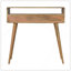 Console courbée Oak-Ish, pieds nordiques, 2 tiroirs, fente ouverte, brun-1035307546