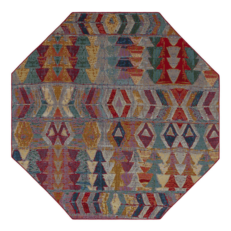 Tapis d'extérieur moderne Tolland Multi_Unique Loom Tamarindo, Octogone 7 pi 1 po x 7 pi 10 po