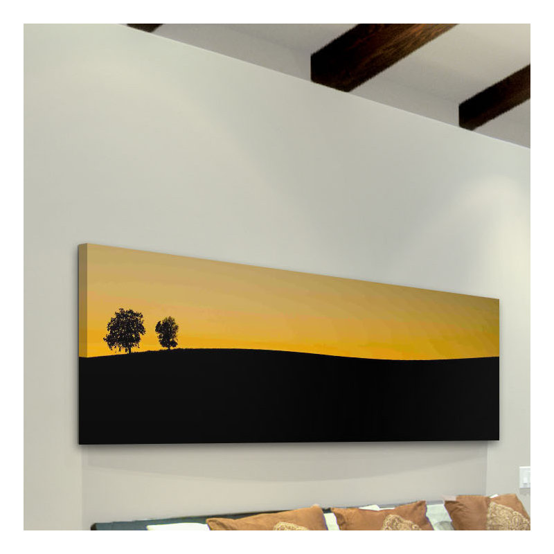 Two Trees At Sunset by Don Schwartz - Wrapped Canvas Panoramic Print, 25 cm H x 76 cm W