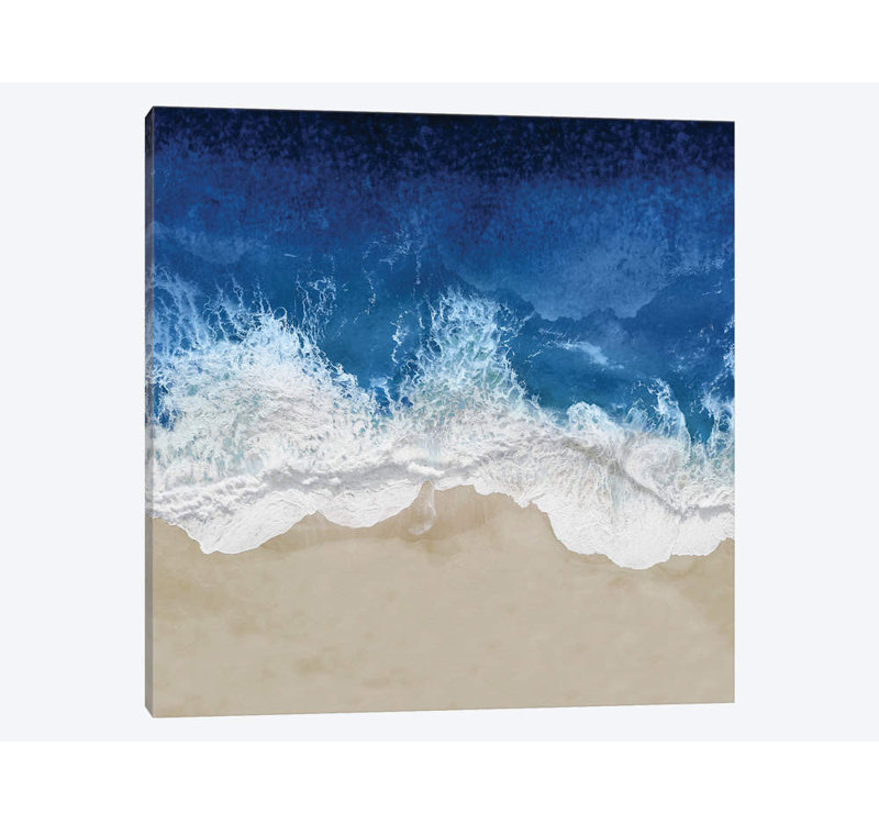 « indigo ocean vagues iv », impression sur toile, H 12 po x l 12 po x P 0,75 po, Toile tendue, Pas de tapis