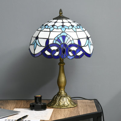 Hosea Stained Glass Table Lamp, Handmade Antique Bedside Lamp for Bedroom