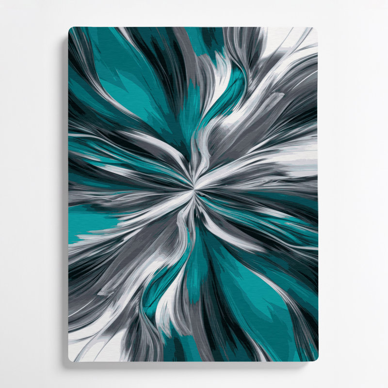 Art numérique en métal bleu abstrait numérique 30, H 14 po x l 11 po