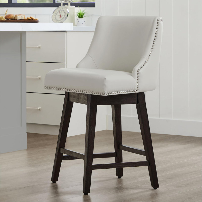 Tabouret de comptoir pivotant 26 po Shurma, Ivoire ivoire, H 36 po x l 19,7 po x P 22 po