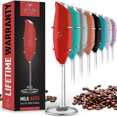 Zulay Kitchen One-Touch Milk Frother for Coffee Easy-Use Handheld Frother