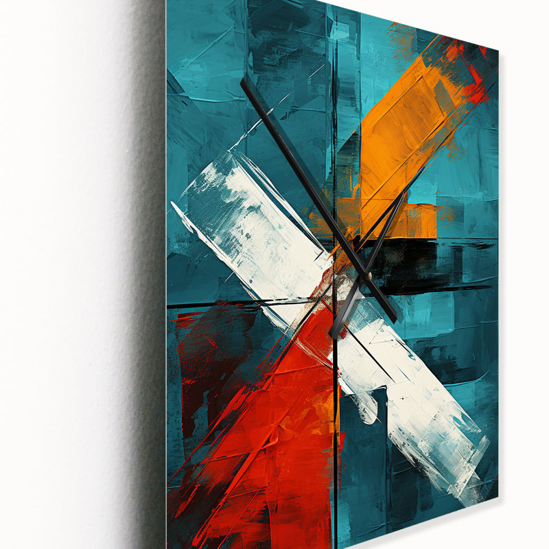 Impossible Logic Of Love Abstract In Teal - Peinture abstraite d'horloges murales, Moyen