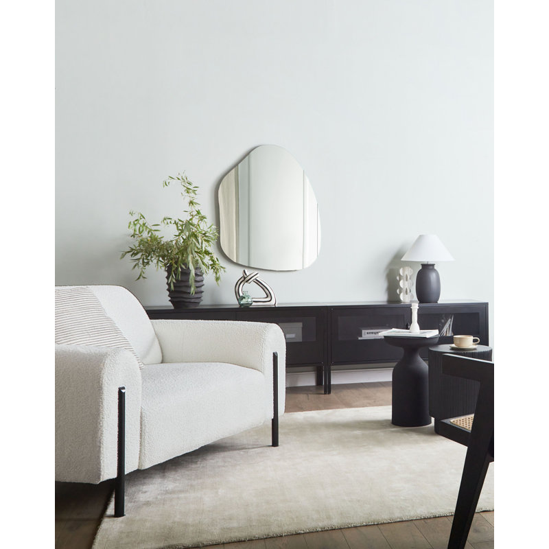 Darletta Upholstered Armchair, White Boucle