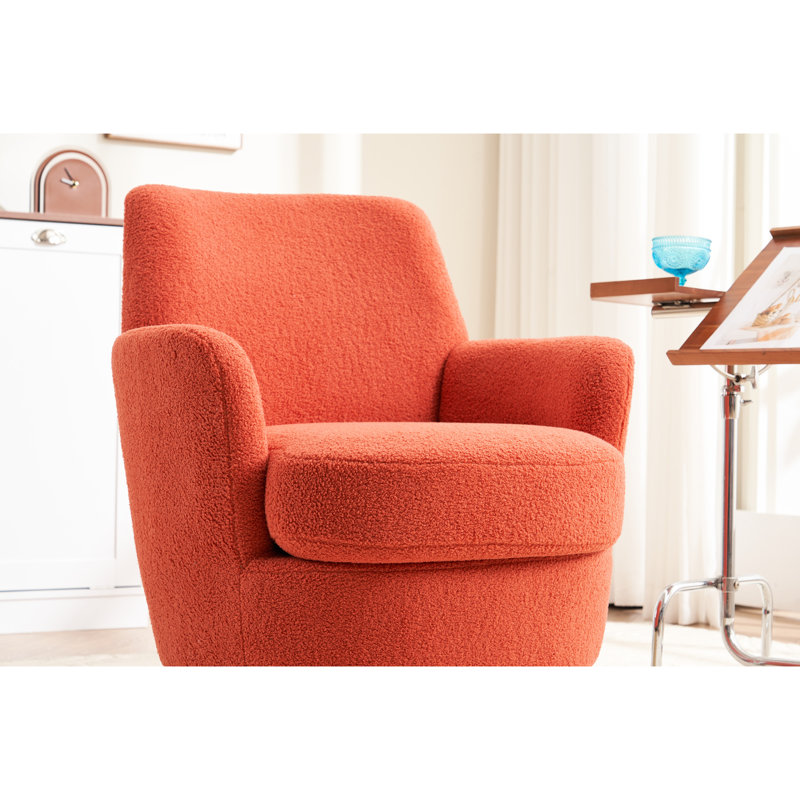 Fauteuil pivotant orange avec base en bois - Pour le confort de la chambre à coucher