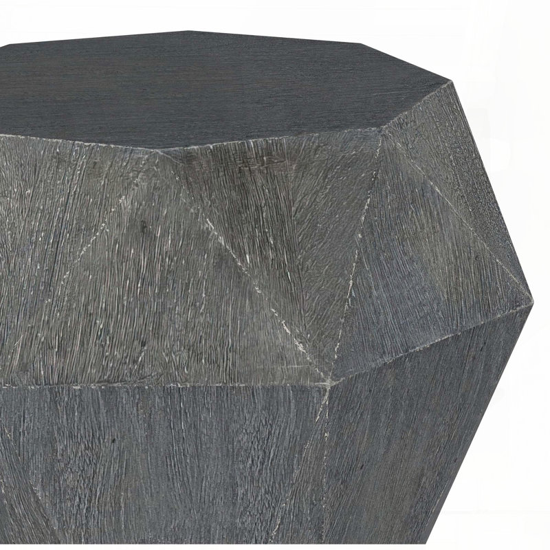 Octagonal Solid Mango Wood Side Table in Grey