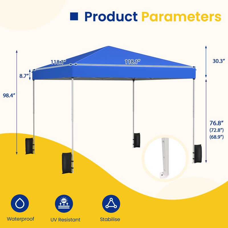 10 Ft. W x 10 Ft. D Metal Patio Gazebo, Pop up Canopy, Blue