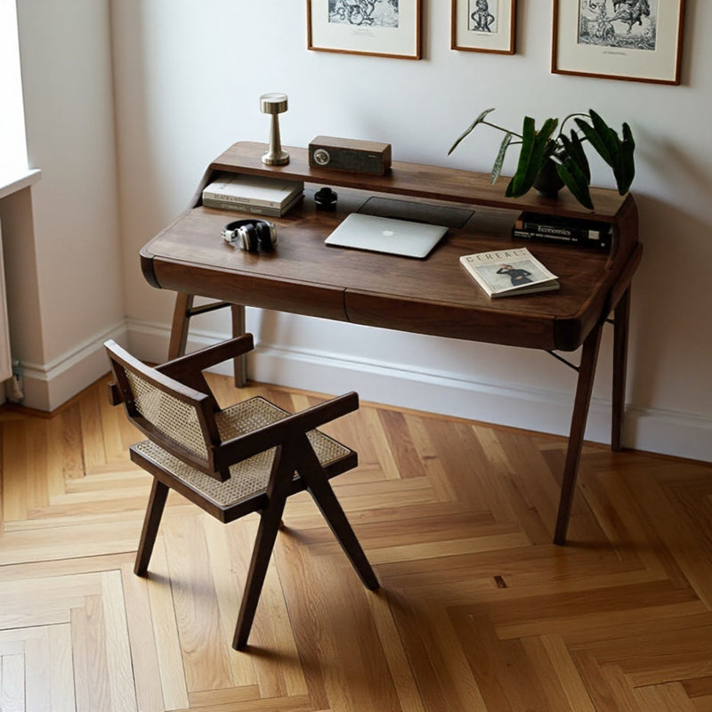Household solid wood desk and chair set