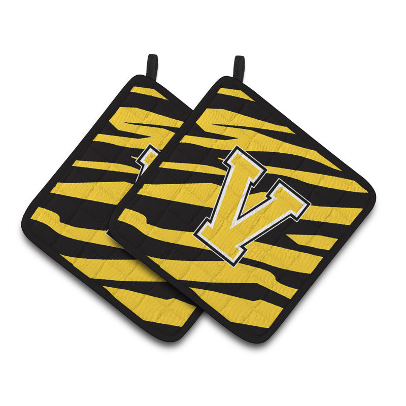 Tiger Stripe Potholder, Or noir, V