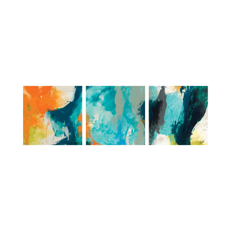 Tidal Abstract II - ensemble d'art mural sur toile tendue (ensemble de 3)