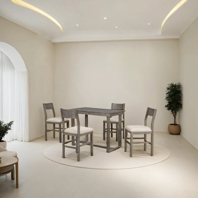 Ensemble de 5 tables de salle à manger Farmhouse, comprenant 1 table rectangulaire et 4 chaises, convenant aux petits espaces