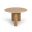 Table de bout Cid Elis, marbre beige, structure en bois massif, plateau rond de 30 pouces