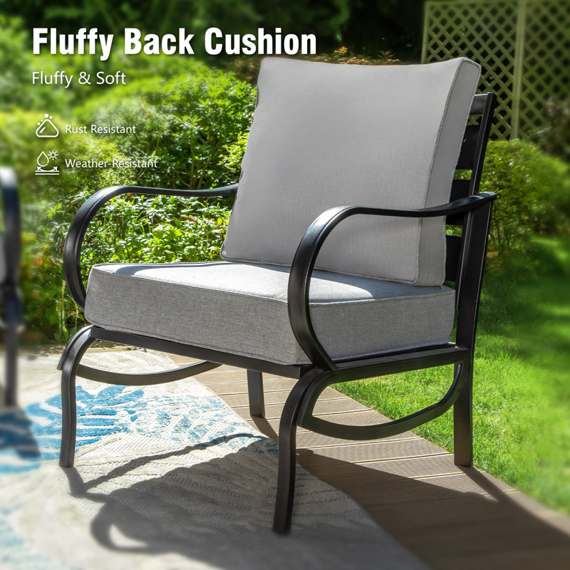 Tapasi 9 - Person Patio Conversation Set with Rocking Lounge Chairs & Optional Firepit Table, No, Gray