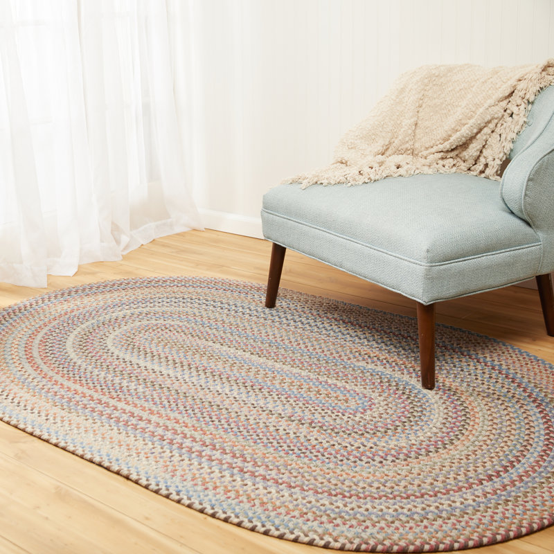 Tapis graphite en laine tressée à la main Ellenburg, Ovale 3 pi x 5 pi