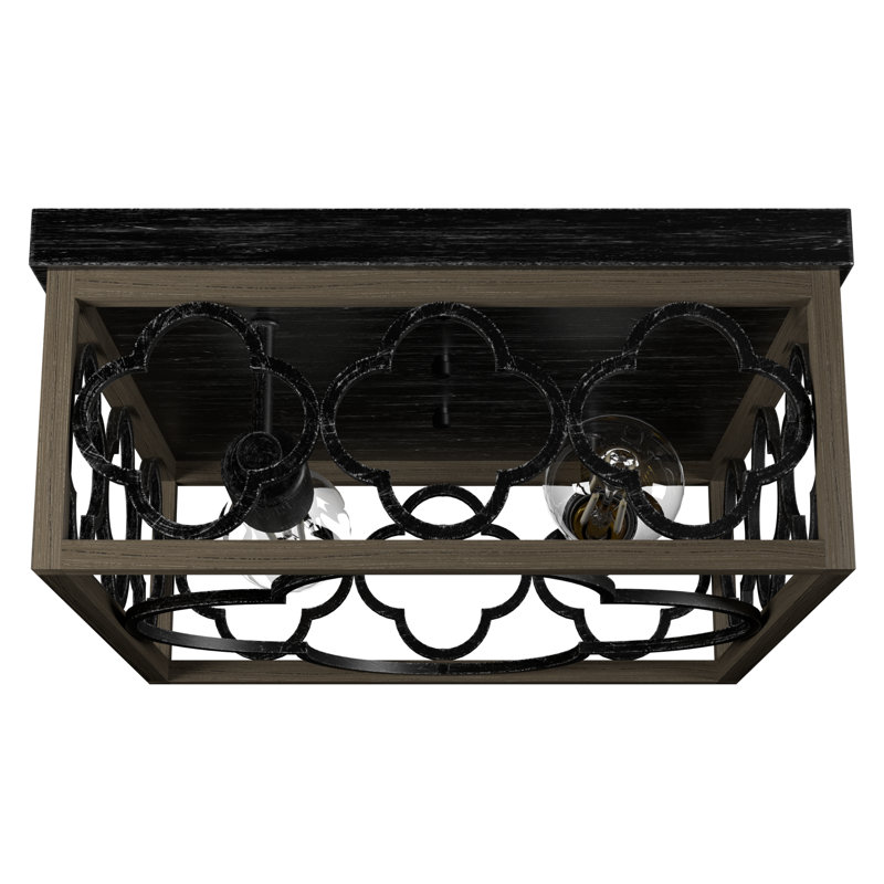 Gablecrest 2-Light 13.5'' Flush Mount, Oak/Black