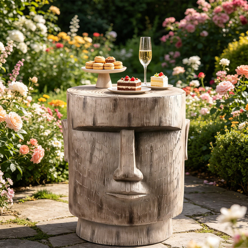 Table d'appoint, table avec grain de bois artificiel, 13 po x 13,5 po x 18 po, pour salon de patio, tabouret décoratif ou support à plante