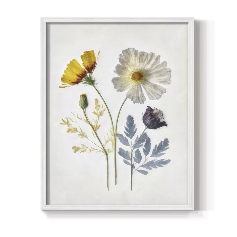 Pressed Flower Memories II, reproduction encadrée - bois massif, H 11 po x l 9 po, Blanc