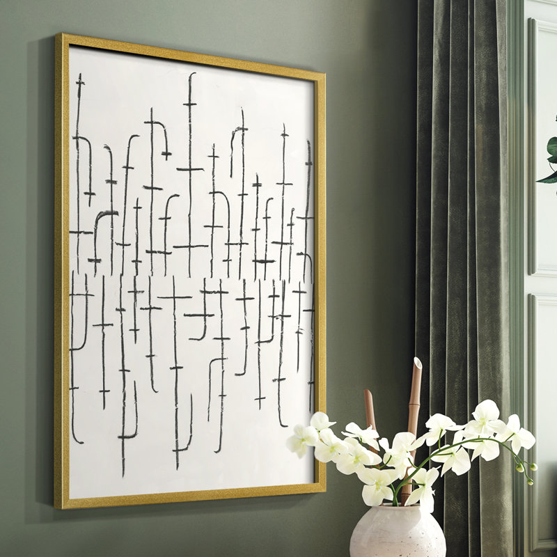 «Vertical Arrangement II», reproduction encadrée - bois massif, H 28 po x l 22 po, Cadre doré simple