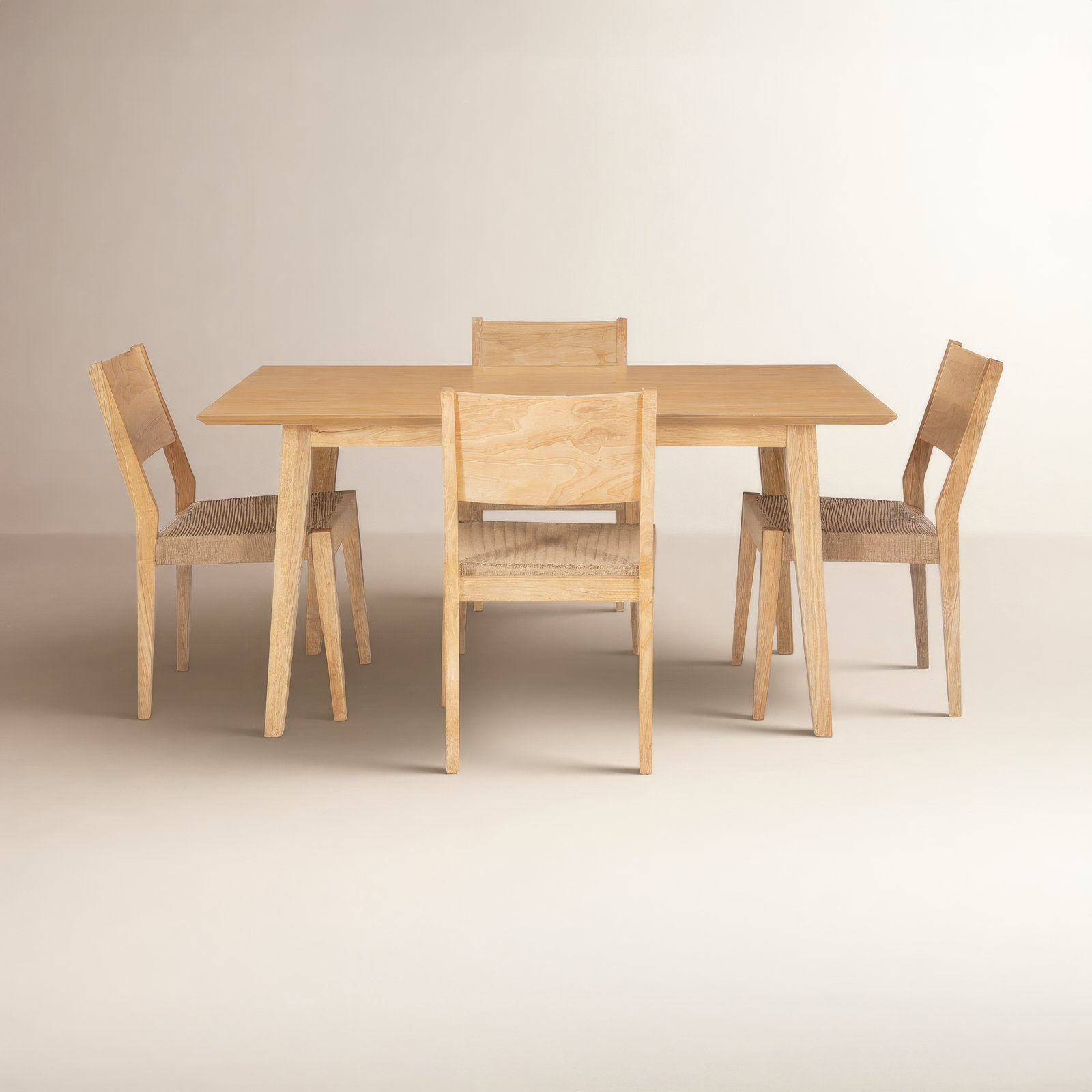 Corrine Dining Set, 5 Pieces: Table, 4 Chairs, Natural