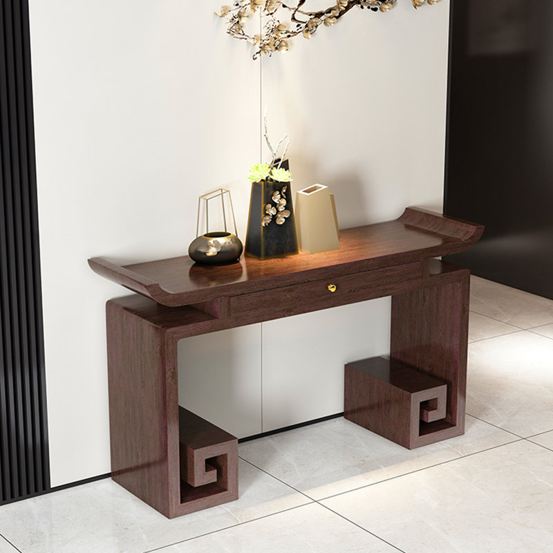 Table de véranda moderne et simple en bois massif, H 33,8 po x l 55 po x P 14 po, Brun