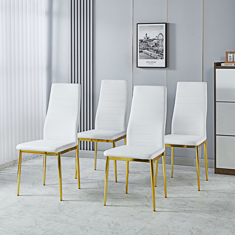 Ensemble de 4 chaises de salle à manger rembourrées, Blanc