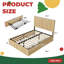 Structure de lit plateforme en bois massif avec tête de lit courbée et tiroirs de rangement coulissants, support en lattes de bois, aucun sommier nécessaire, design minimaliste pour les chambres modernes