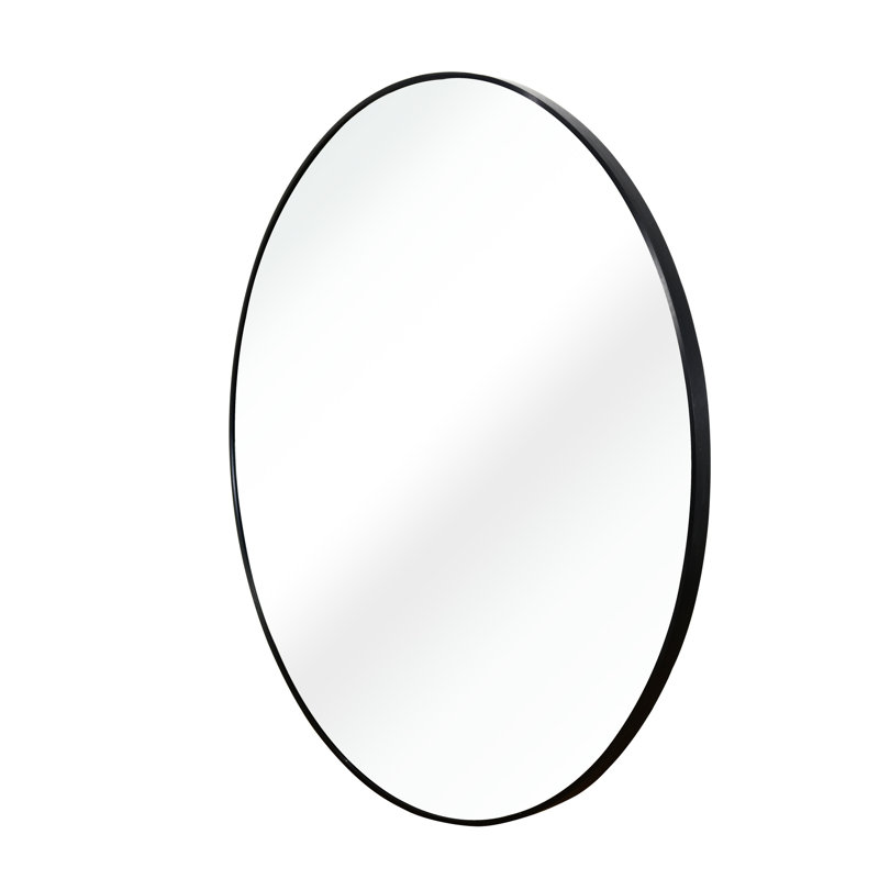 Miroir mural rond de 36 pouces pour la salle de bain - Verre de 4 mm de diamètre, alliage d'aluminium rouille, cadre en verre brossé incassable, livré avec les accessoires d'installation
