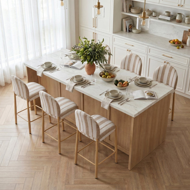 Tabourets de bar et de comptoir rembourrés H 27,36 po, ensemble de 6 chaises d'îlot de cuisine modernes avec structure en métal 