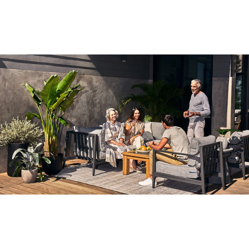 White Aluminum Outdoor Armchair; Deep Sea Navy, Pacific Fog Gray, Black