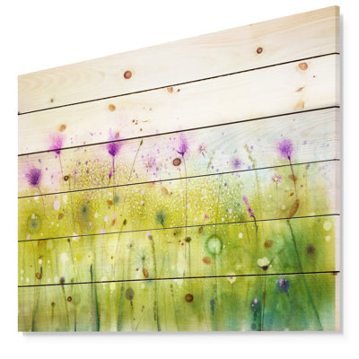 " Green Purple Abstract Cosmos Of Flowers "